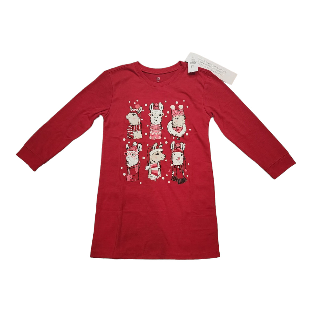 NWT baby GAP Holiday Llama Pajama Dress 4Y